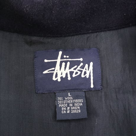 90's～ OLD STUSSY CPO Wool Shirt Jacket Navy Lサイズ