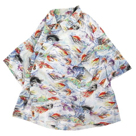 90's Patagonia "Pataloha" "毛針柄" SS Shirt (fits L)
