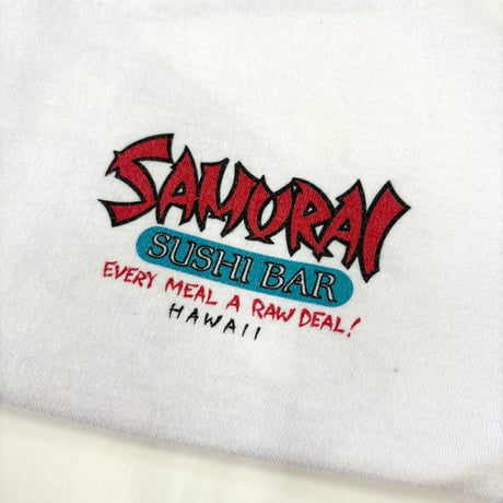 80's～ crazy shirts "Sushi Bar Samurai" "Water Print" Tシャツ Lサイズ USA製