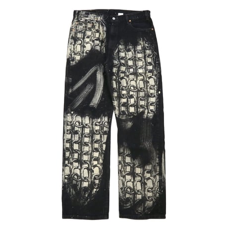 00's Levi's 505 "Silk Print" "Super Black" Denim Pants 36×32