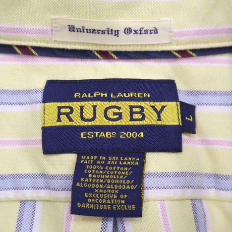 00's Ralph Lauren "RUGBY" Oxford Stripe BD Shirt Lサイズ