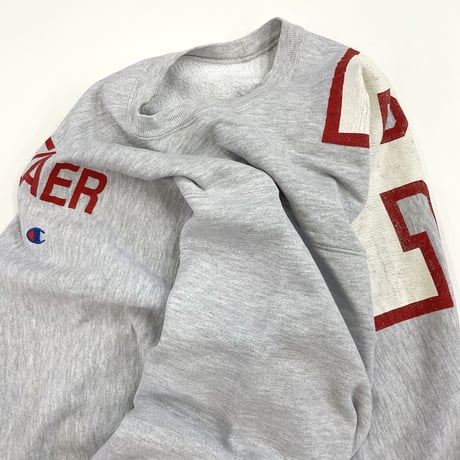 "Rare" 90's CHAMPION RW SWEAT "RENSSELAER" 目刺繍+両面 プリント XLサイズ USA製