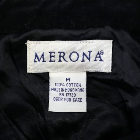 90's～ MERONA "Velor" China Jacket Black Mサイズ HONG KONG製