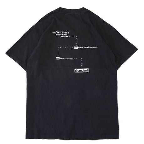 80's～90's ONEITA "metricom.com" 両面 プリント Tシャツ Black Lサイズ