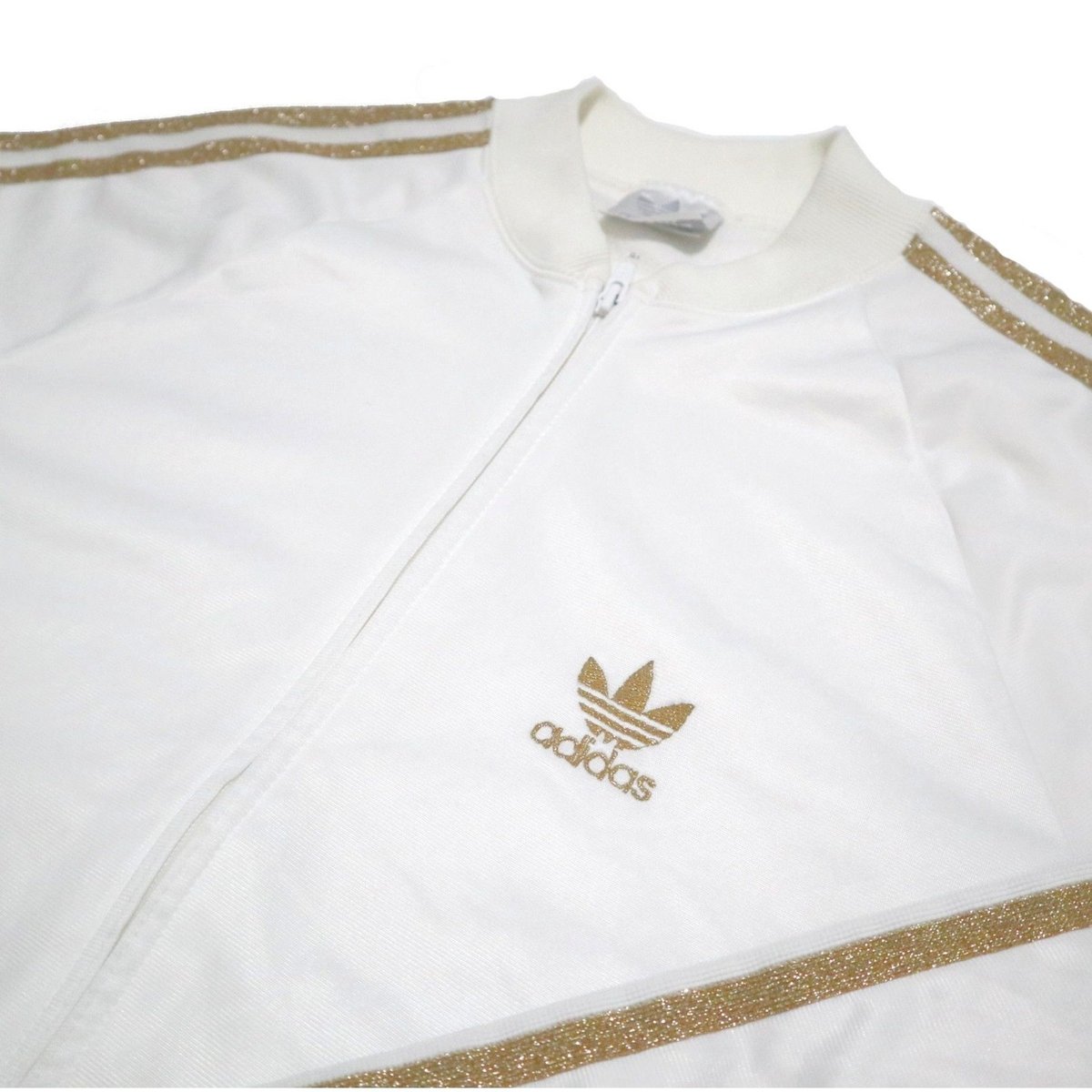 Adidas white top gold jacket