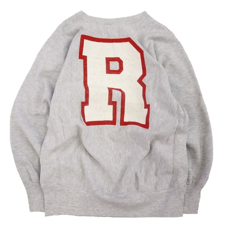 "Rare" 90's CHAMPION RW SWEAT "RENSSELAER" 目刺繍+両面 プリント XLサイズ USA製