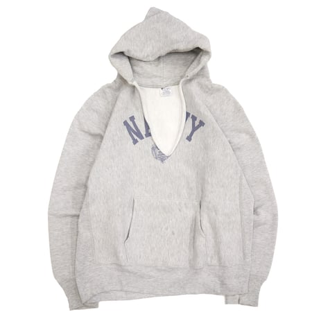 80's CHAMPION RW SWEAT PARKA "NAVY" 染み込み プリント XLサイズ USA製