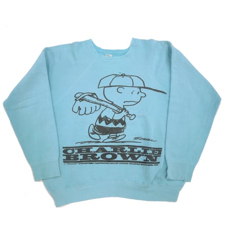～70's SPRUCE CHARLIE BROWN 両面 染み込み プリント スウェット Lサイズ