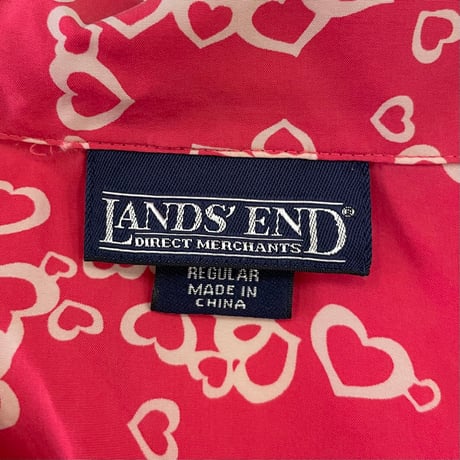 "Women's" ～00's LANDS' END "Heart" "Set Up" Silk Shirt Pants