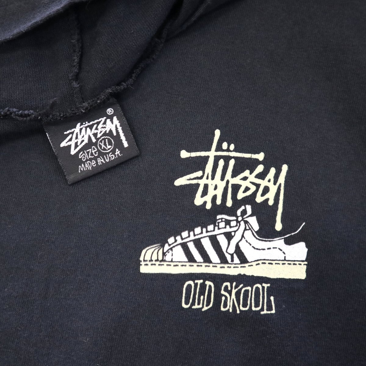 Mですがサイズも大きめですOLD STUSSY 漢字プリントパーカー　90s  Y2K サイズM