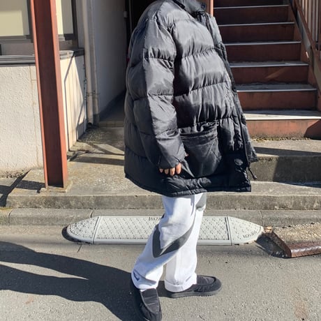 "Big Size" 90's～ DKNY リップストップ ナイロン ダウン ジャケット Black Lサイズ