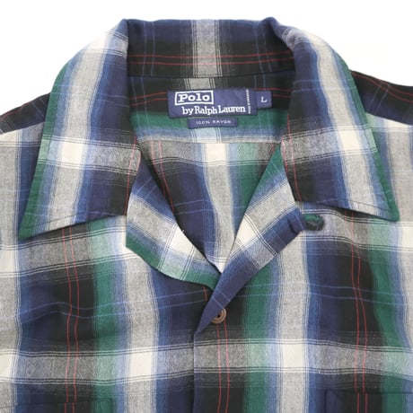 "Good Color" 90's～ Polo Ralph Lauren Open Collar Ombre Shirt Lサイズ