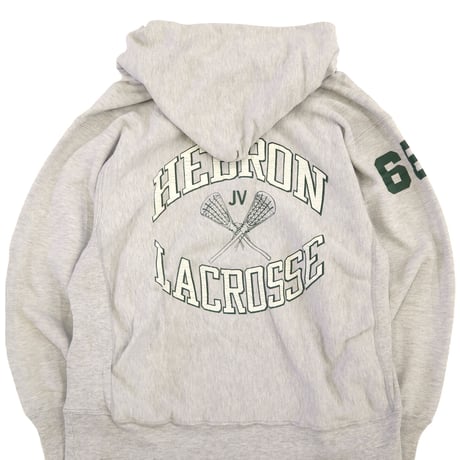80's CHAMPION RW SWEAT PARKA "HEBRON LACROSSE" 3面 プリント XLサイズ USA製