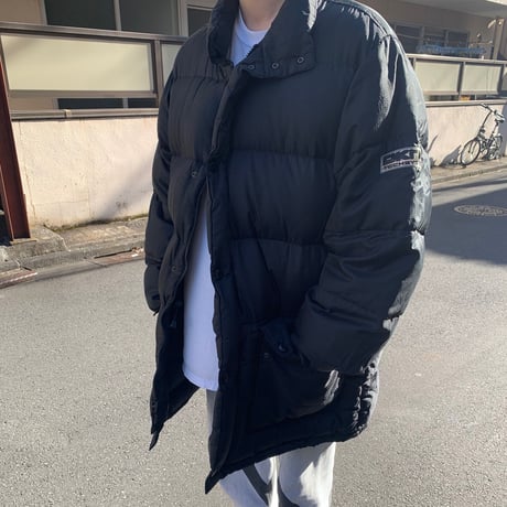 "Big Size" 90's～ DKNY リップストップ ナイロン ダウン ジャケット Black Lサイズ