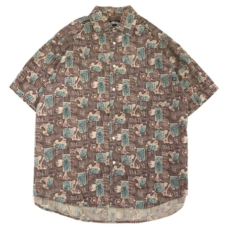 80's OLD STUSSY 総柄 半袖 シャツ Mサイズ USA製