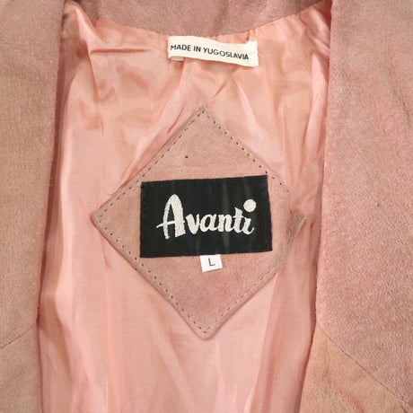 "Women's" 70's～80's AVANTI Pig Suede Leather Jacket Pink Lサイズ Yugoslavia製