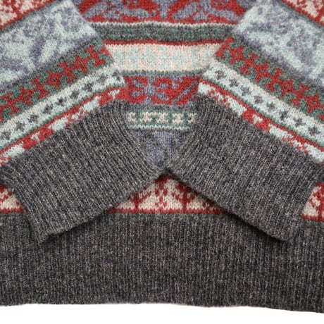 ～00's Shetland Wool Jacquard Sweater XLサイズ