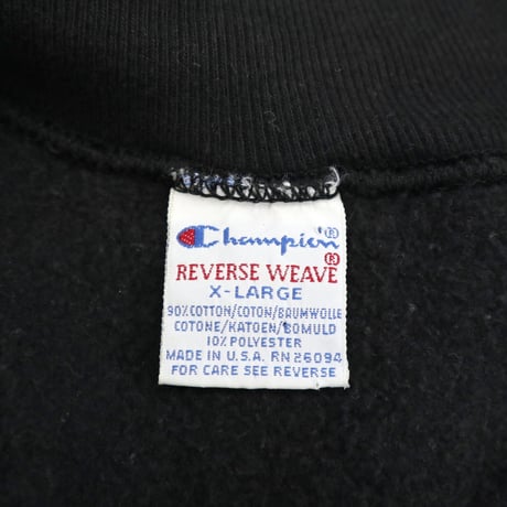 90's CHAMPION RW SWEAT "Full Snap" Black XLサイズ USA製