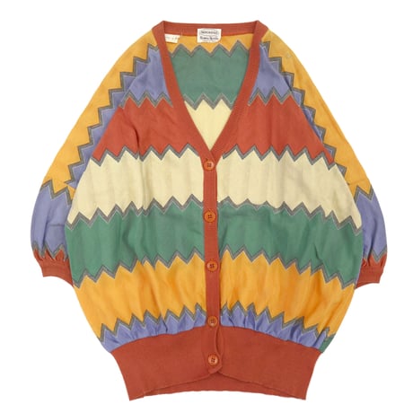 "Women's" MISSONI 幾何柄ボーダー サマーニット カーディガン Lサイズ ITALY製