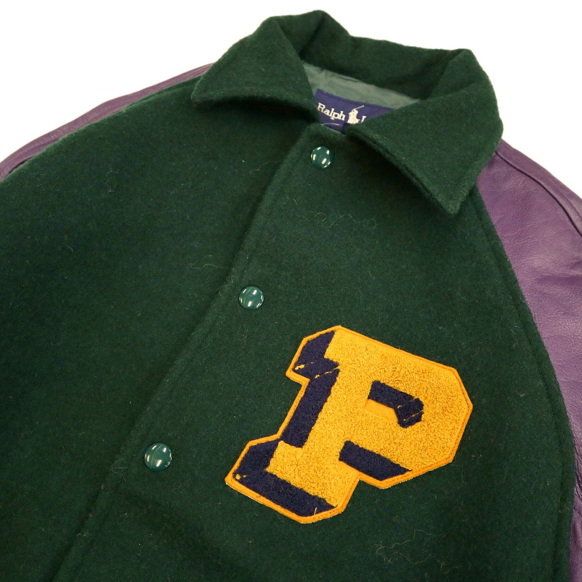 90's～ Ralph Lauren Wool×Leather Varsity Jacket