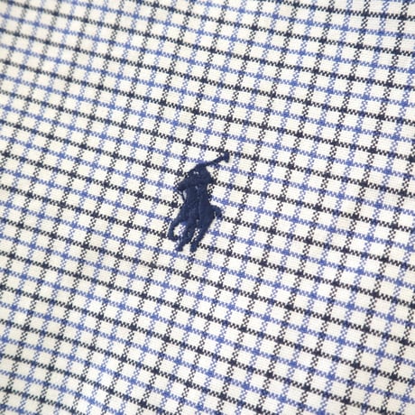 90's Ralph Lauren "Cut off" Band Collar Plaid Shirt Lサイズ