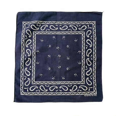 70's～80's "Black/Navy Paisley" All Cotton Bandana (sold separately)