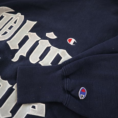 90's CHAMPION RW SWEAT "目付き Ohio" Navy Lサイズ USA製