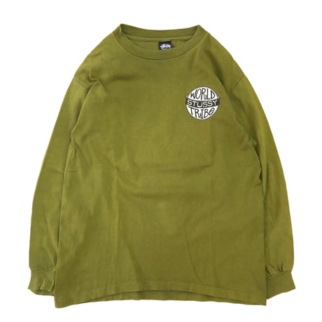 80's～90's OLD STUSSY 黒タグ "WORLD TRIBE" LS Tシャツ Lサイズ USA製