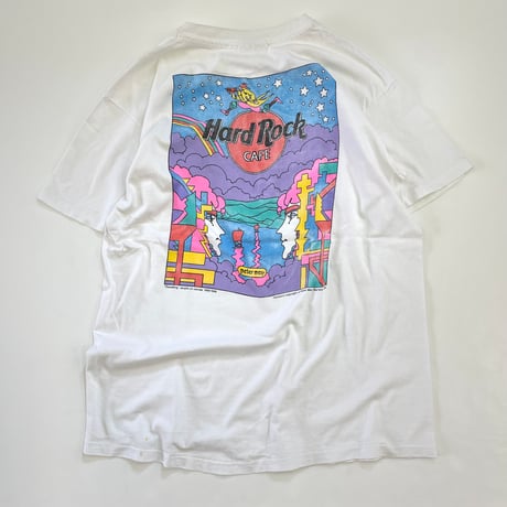 'Rare' 90's Hard Rock Cafe "Peter Max" 両面 プリント Tシャツ  XLサイズ USA製