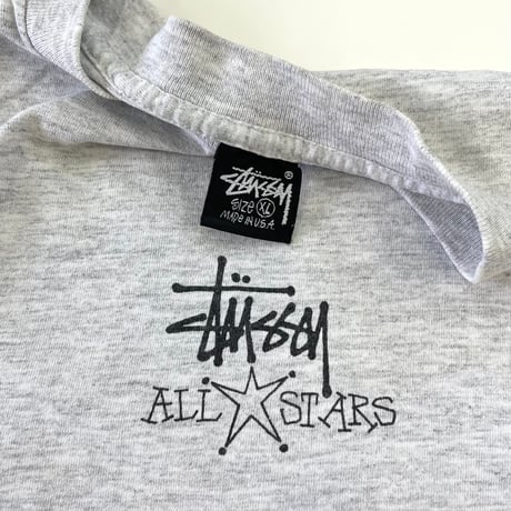 80's～90's OLD STUSSY 黒タグ "ALL STARS" Tシャツ XLサイズ USA製