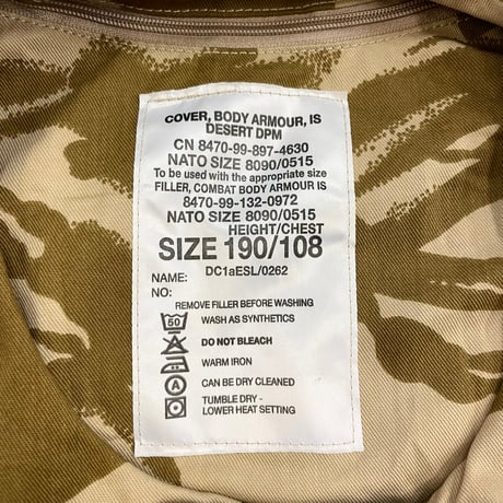 90's British ARMY "Desert DPM" Combat Body Armour Vest 190/108