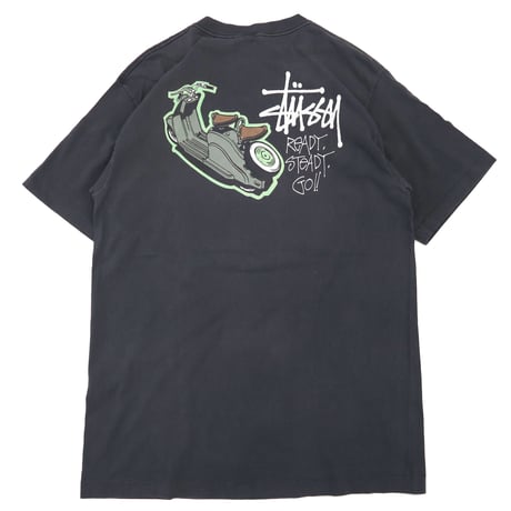 90's OLD STUSSY 白タグ "Ready Steady Go!!" Tシャツ XLサイズ USA製