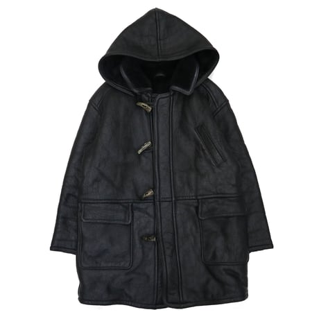 "All Black" 90's～ Mouton Leather Sherpa Duffle Coat