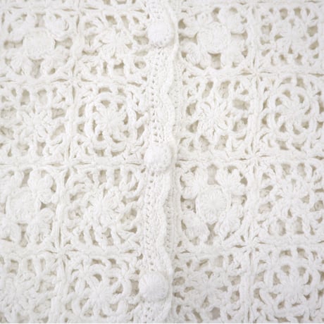 "Women's" laura ashley Crochet knit Granny Square Cardigan White Mサイズ