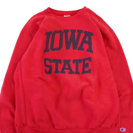 90's～ CHAMPION RW SWEAT "IOWA STATE" Red Lサイズ MEXICO製
