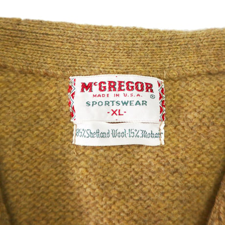 60's～70's McGREGOR Mohair Cardigan Mustard XLサイズ USA製