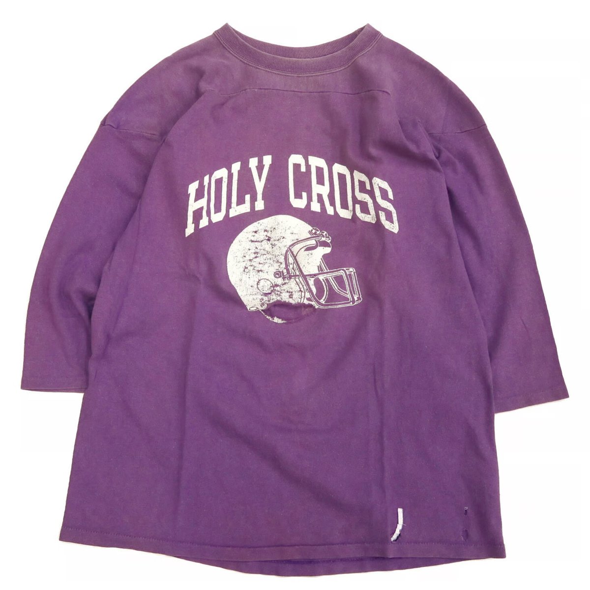 Champion HOLY CROSS 69 XL ランタグ　古着フットボールT Champion チャンピオン ランタグ 復刻 フットボール 半袖 T