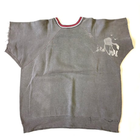 "Big Size" "Good Fade" 60's～ unknown "Rams Madison" Cut Off Flocky Sweat