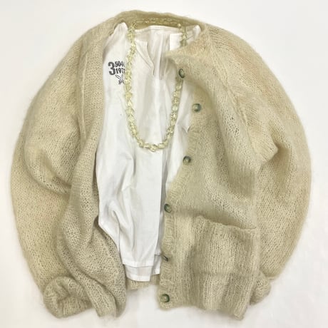 "Women's" "Big Size" Clear Button Low Gauge Mohair Cardigan