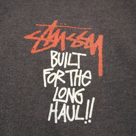 80's～90's OLD STUSSY 黒タグ "built for the long haul!!" Tシャツ Mサイズ USA製