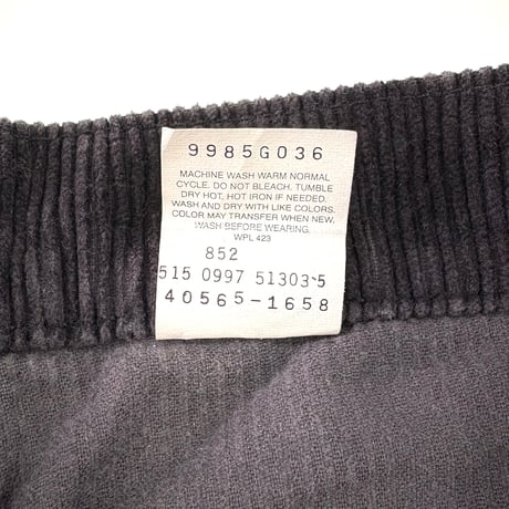 90's Levi's 565 "1658 Black" "太畝" Corduroy Pants W34 USA製