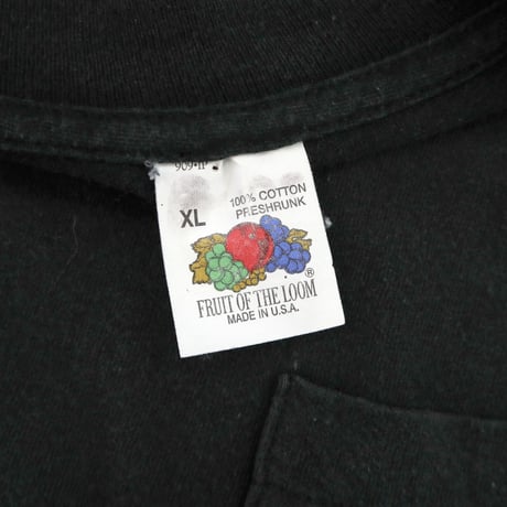 90's Fruit of the loom "Solid Black" Pocket Tee XLサイズ USA製