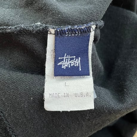 90's OLD STUSSY 紺タグ "袖プリント" LS Tシャツ Lサイズ USA製