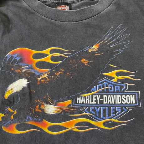 "Black Fade" 90's Harley Davidson "4面" LS Tシャツ XLサイズ USA製