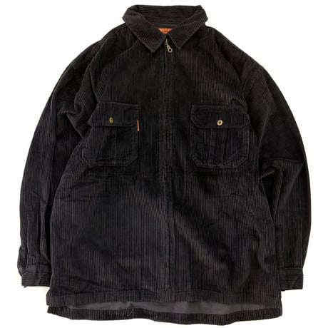 90's Bugle Boy "Black" "太畝" Full Zip Corduroy Shirt Jacket XLサイズ