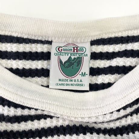 "Women's" 90's～ Green Hills Border Thermal LS Tee Mサイズ USA製