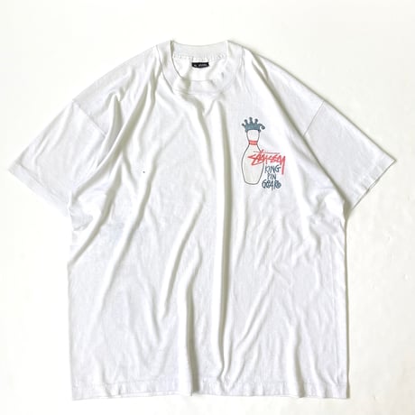 ～90's OLD STUSSY "King Pin Gear" Tシャツ (fits XL)