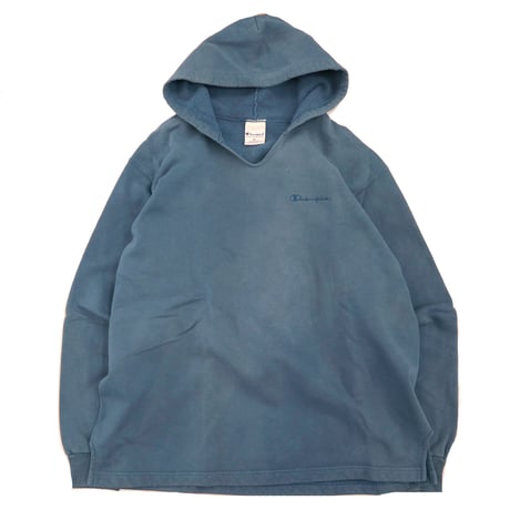 80's CHAMPION "珍ピオン" Vネック スウェット パーカー Smoke Blue XLサイズ USA製