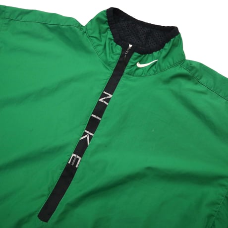 90's NIKE "Zip Logo" Nylon Pull Over Jacket GREEN Lサイズ