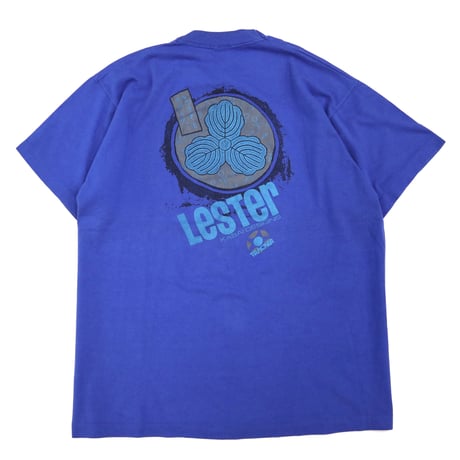 80's～90's TRACKER "Lester KASAI" 家紋 プリント Tシャツ BLUE